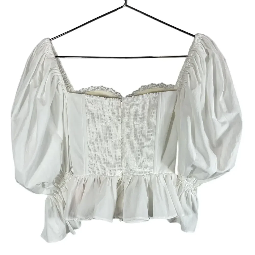 Nana Jacqueline Romantic White Maddie Lace Blouse Size XS